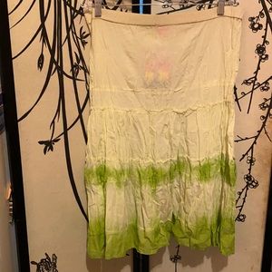 She’s Cool Light Green/Lime Ombre Crinkle Skirt Boho Peasant